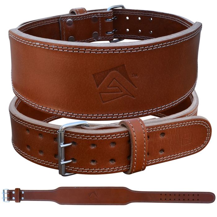 Leather weightlifting belt