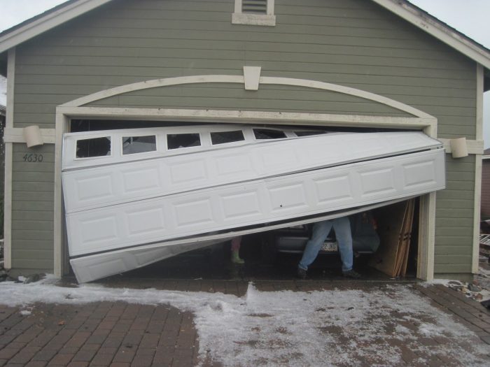 Garage door off track