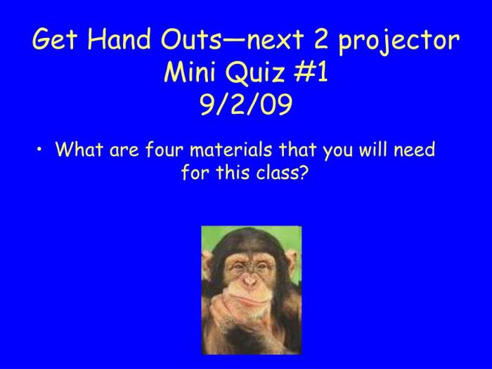 Mini Exams for Projector Quizzes