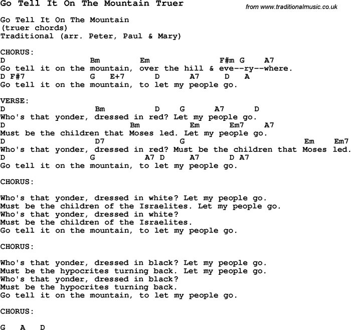 Go tell it on the mountain chords