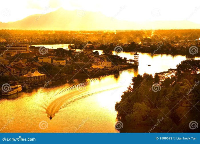 River golden stock kuching evening dreamstime