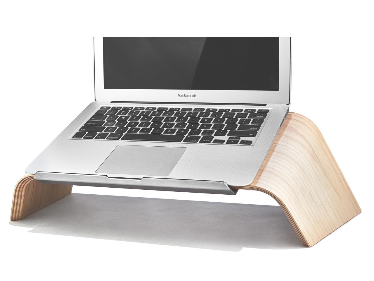 Laptop stand in wood