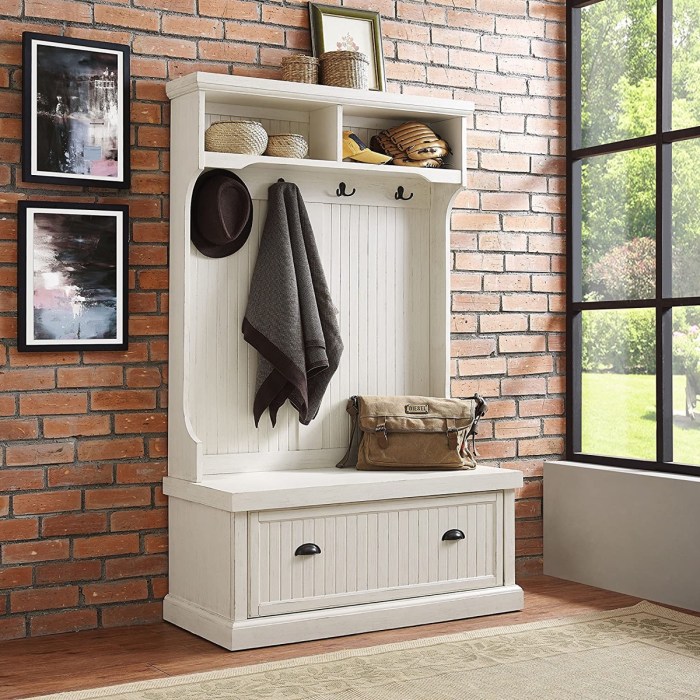 Hall tree shoe storage gray trees bench drifted entryway prepac furniture wide lowes walmart