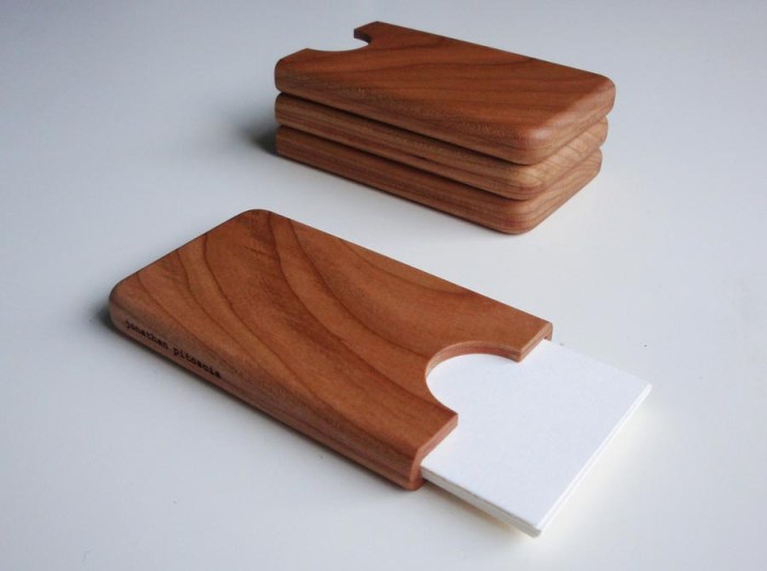 Wooden business card holder