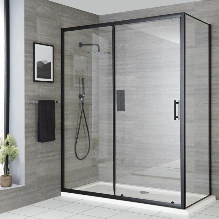 Shower door sliding frameless matte doors aston opening left french mb kamaya completely vienne inch share homedepot model alcove