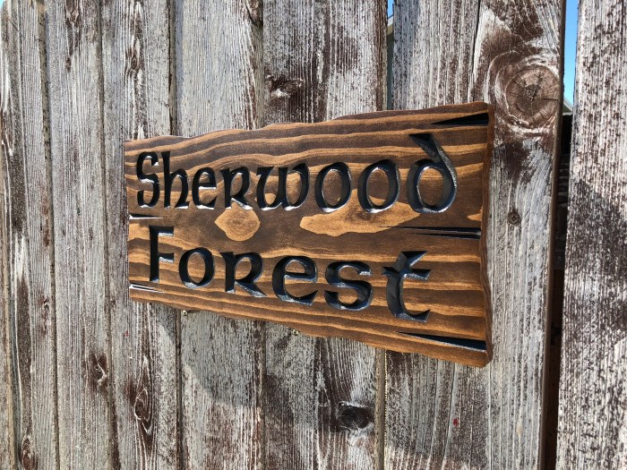 Outdoor wooden camp signs