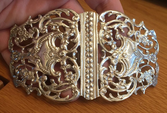 Buckle belt blanks silver dollar lg rectangle carved toned corner flowers dollars blank