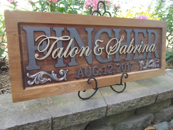 Wooden family name signs