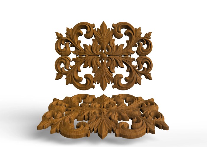 Wood applique furniture carved onlay unpainted decoration frame detailed