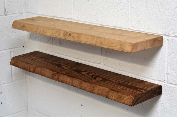 Wooden floating shelves