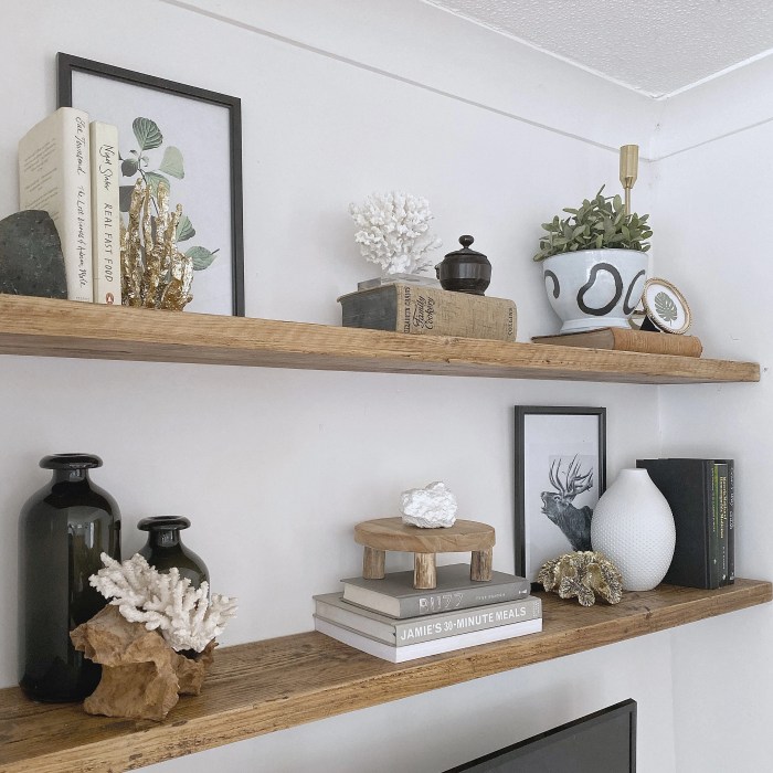 Wooden floating shelves