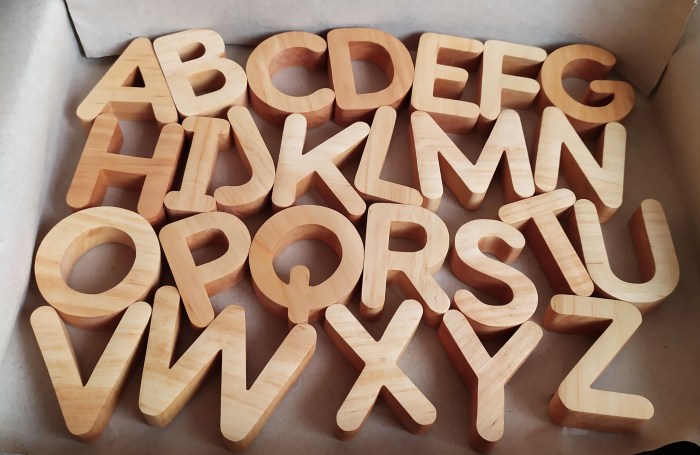 Wood block letters