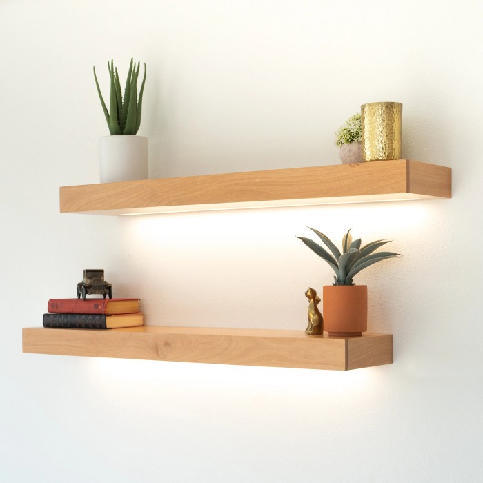 Wooden floating shelves