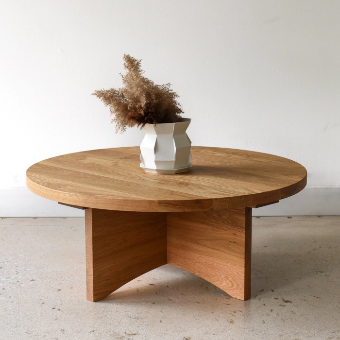 Round solid wood coffee table