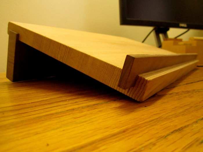 Laptop stand in wood