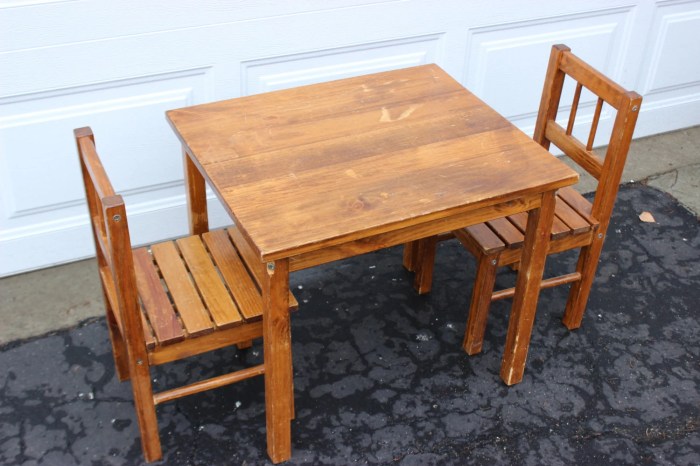 Wooden chairs and table