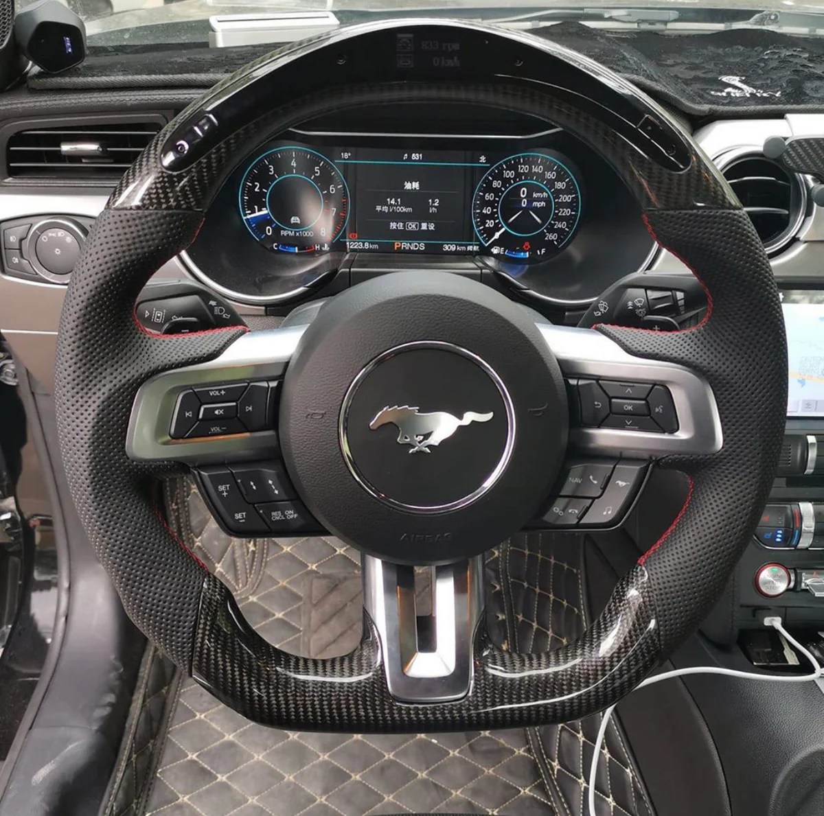 Carbon fiber mustang steering wheel