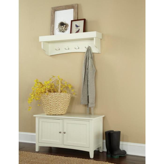 Ivory Hall Tree Bench: A Cream-Colored and Neutral Option