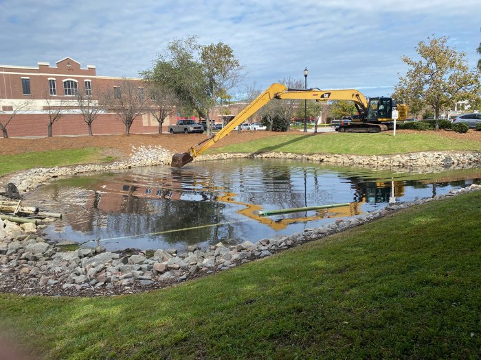 Excavating lake from river