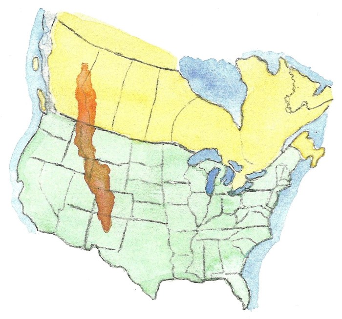 Rocky mountains map with states