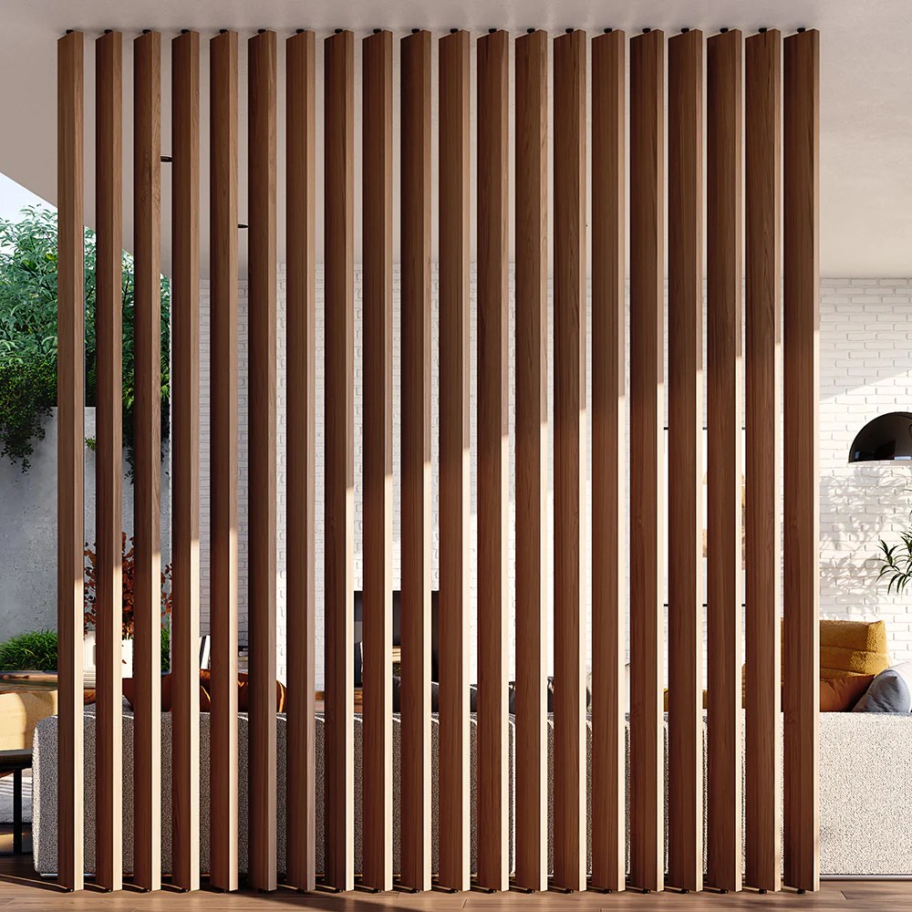 Vertical wood slat wall