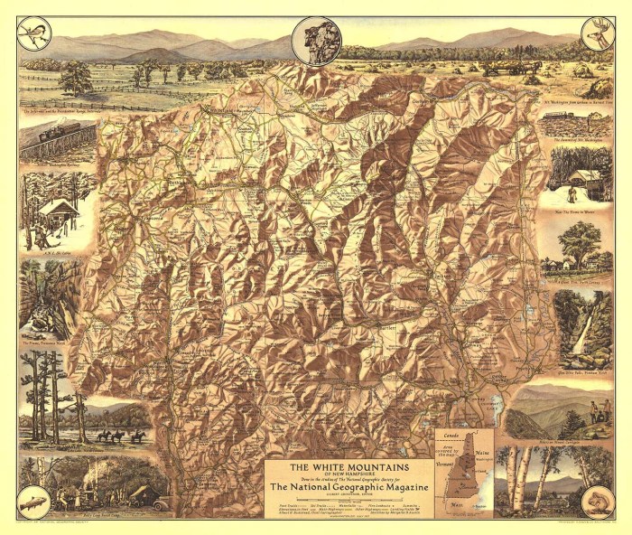 Map of 4000 foot mountains in nh