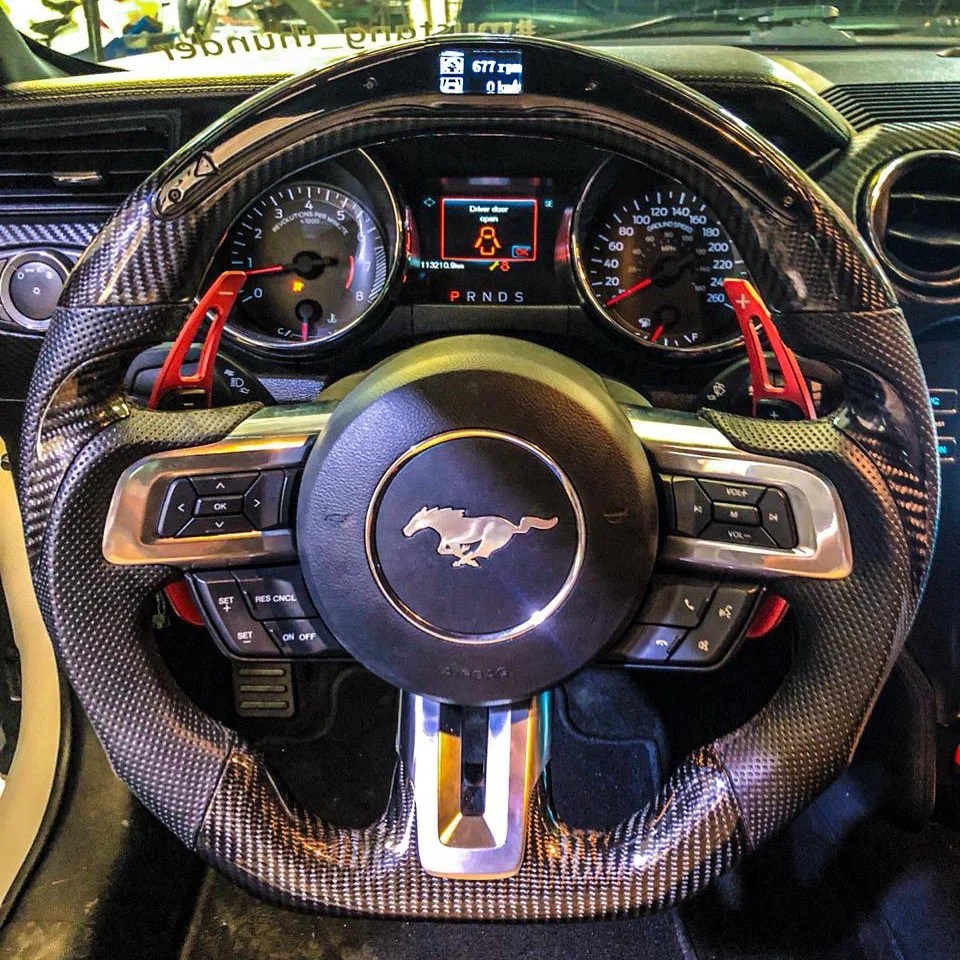 Carbon fiber mustang steering wheel