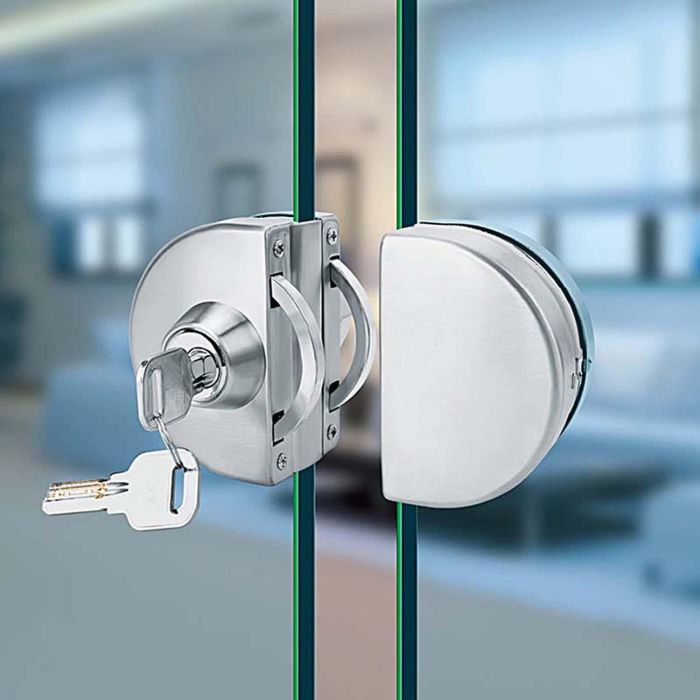 Sliding glass door lock with key