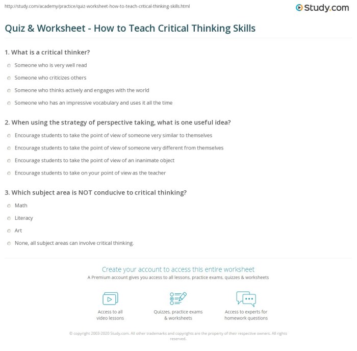 Mini Exams for Critical Thinking Skills