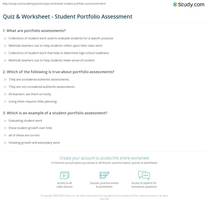 Mini Exams for Quiz Portfolio Assessments Tools