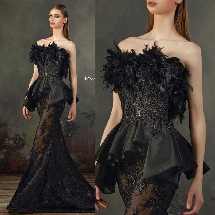 Feather prom dress