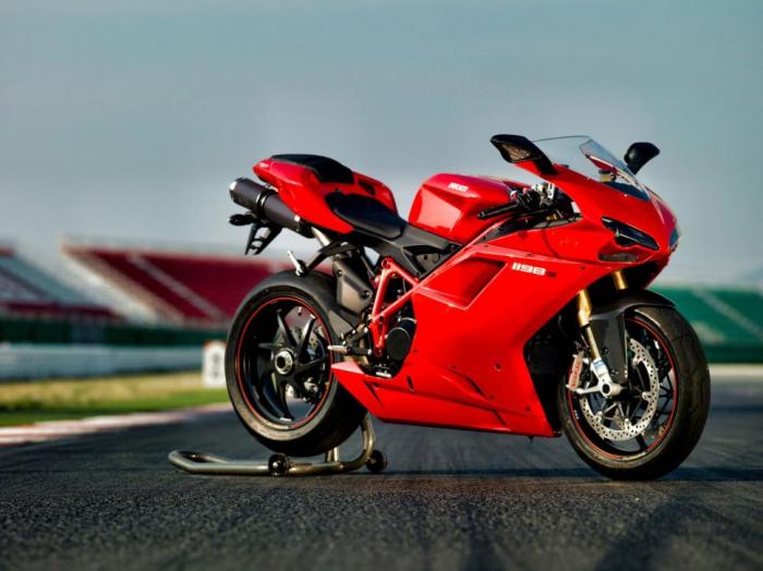 Ducati with red wheel stripe