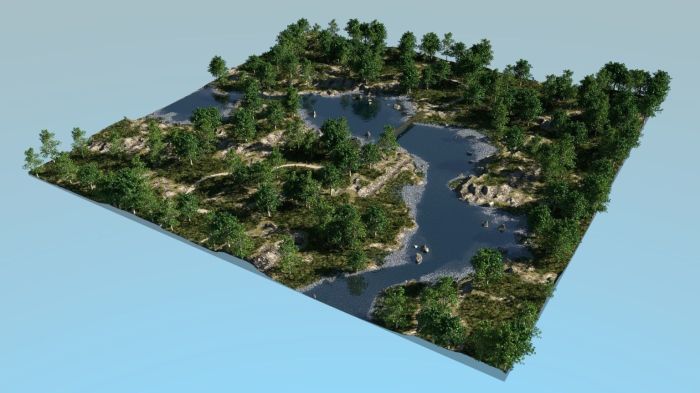 3d water river