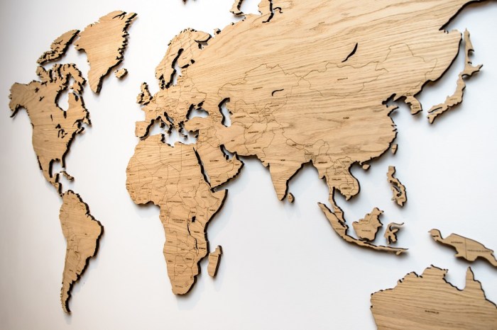 Map of the world wood