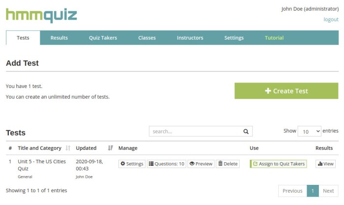 Mini Exams for Quiz Teacher-Created Quizzes Tools