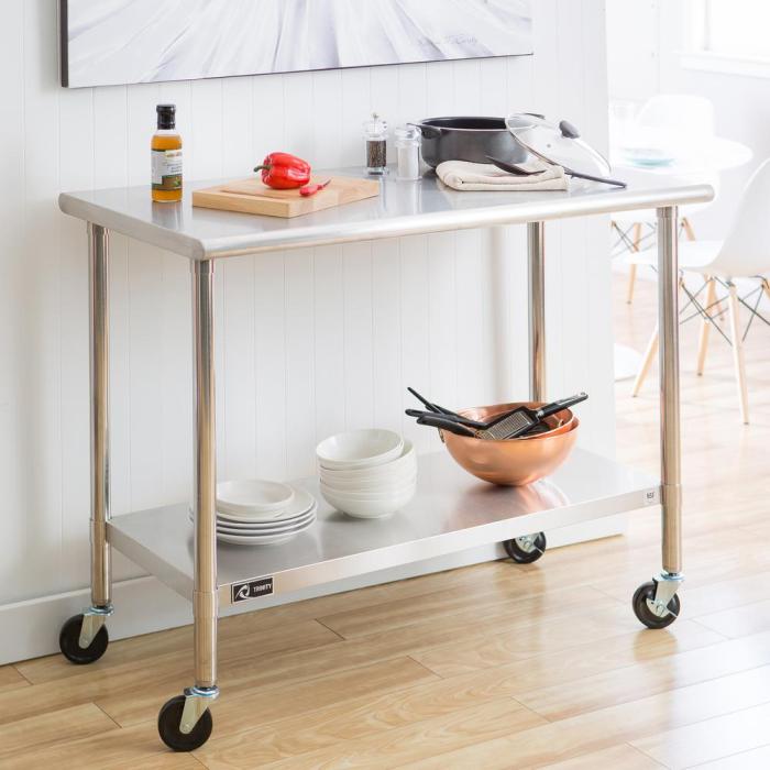 Stainless steel table with wheels