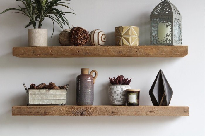 Wooden floating shelves