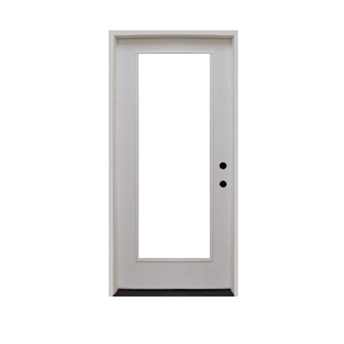 Primed door handed solid core interior prehung satin etch mdf lite single right shaker panel left sd ph